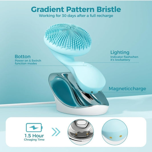 2 in 1 Facial Cleansing Brush, Ccigedy Silicone Face Scrubber Waterproof